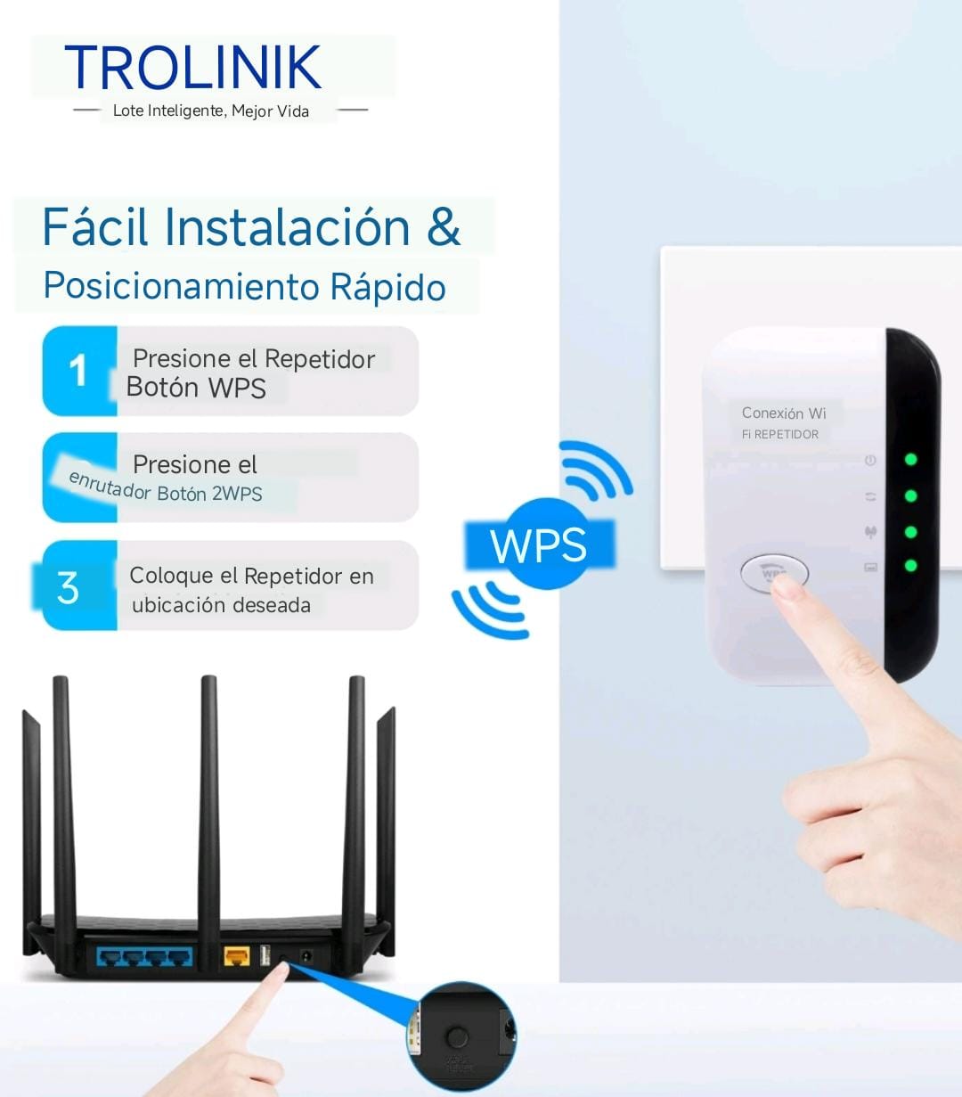 Repetidor WiFi Inalámbrico – Expansor de Red Potente y Confiable para Todo tu Hogar